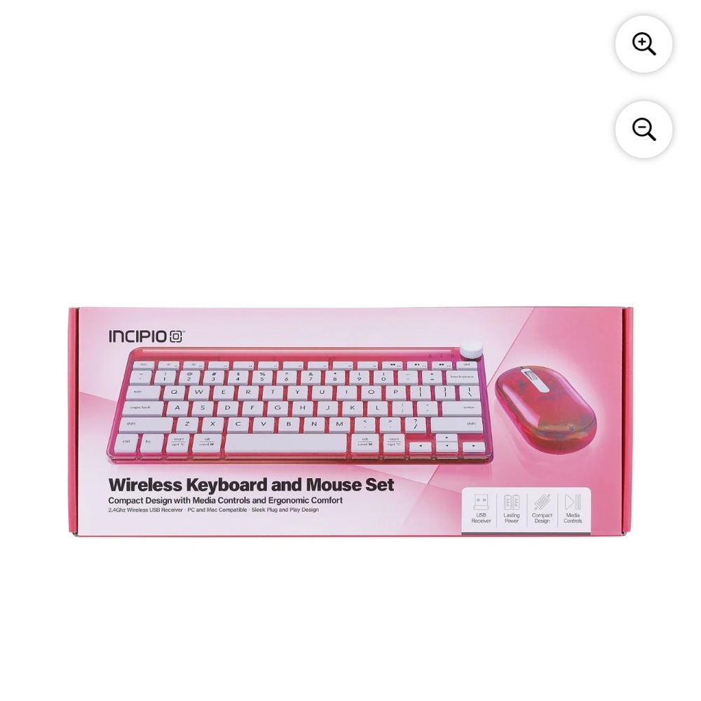 Incipio Translucent Wireless Keyboard Mouse Set Slim 2.4GHz USB
